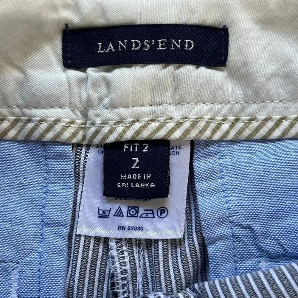 Lands End Women's Bedford Bermuda Shorts Navy Stripe Fit 2. NEW!